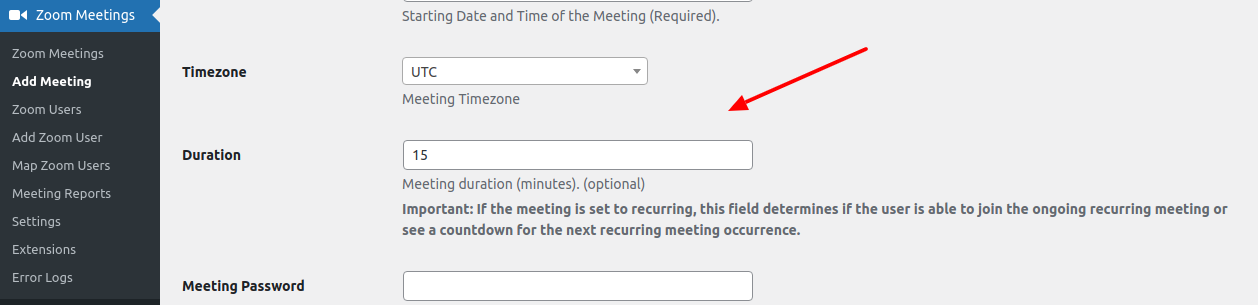 Zoom WP Meeting duration Zoom WP Meeting duration
